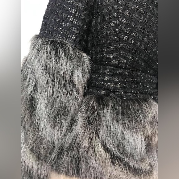 Coat. Winter black gray fur and puffer jacket Armani fabric - Picture 11 of 16